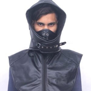 100% Real Leather Aviator Cap with Collar and face cover Tactical Hood Pilot Cap