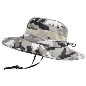 Quick-Dry Men&apos;s Outdoor Fishing Hat with Wide Brim & Breathable Mesh Panels – Adjustable Chin Strap, 5 Colors Navy/Beige/Camouflage & More – Machine Washable Sun Hat for Camping, Beach, Hiking – Ideal Christmas/Thanksgiving/Father’s Day Gift, Adventure