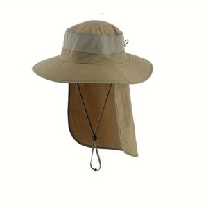 Tooluck Mens Outdoor Wide Brim Fishing Hat, UPF 50+ Sun Protection Cap with Face Neck Flap for Hiking & Garden