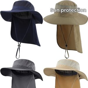 Tooluck Mens Outdoor Wide Brim Fishing Hat, UPF 50+ Sun Protection Cap with Face Neck Flap for Hiking & Garden