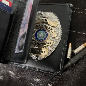 Police Badge Wallet All Leather Universal Fit-Black
