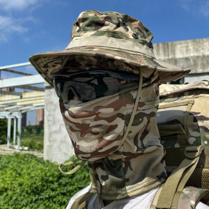 Camouflage Sunscreen Caps Tactics Boonie Cap Balaclava Hat Suit Foldable Soft Hat Outdoor Hunting Fishing Wide Brimmed Hat